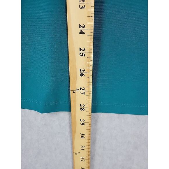 DKNY Teal Green Short Sleeve Ruched V Neck Stretch Career Blouse Womens Plus XXL - Picture 8 of 12